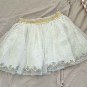 Mini Boden White Tulle Skirt with Gold Accents